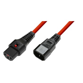 MicroConnect Kabel napajalni C13 IEC Lock - C14 0.5m Rdeč