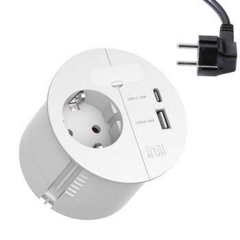 Bachmann Loop in Charge vgradna vtičnica 220V + USB TipC/TipA bela 938.301