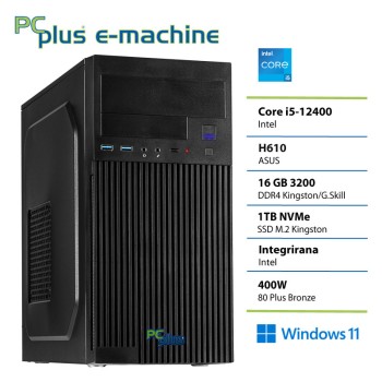 PCPLUS e-machine i5 12400 16GB 1TB SSD Windows 11 Home namizni računalnik