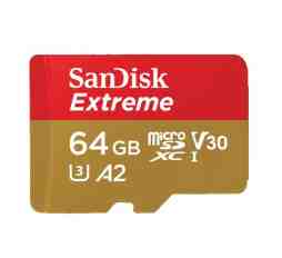 Slika izdelka: SANDISK Extreme microSDXC 64GB UHS-I 4K UHD SD adapter (SDSQXAH-064G-GN6MA) spominska kartica